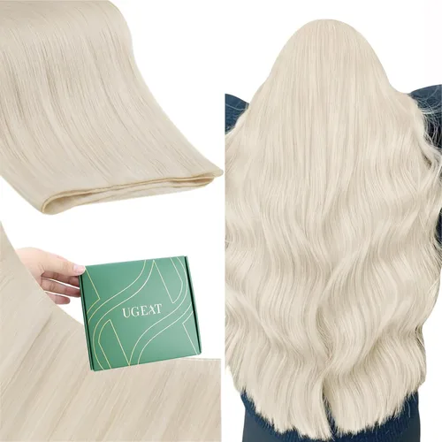 Vista 28 de Ugeat Extensiones de cabello humano de trama de mariposa, color negro, 16