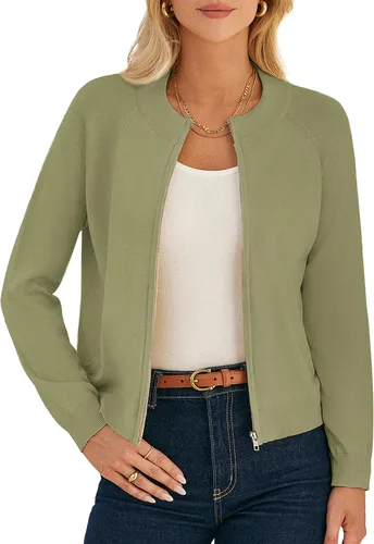 Vista 14 de GRACE KARIN Cárdigan de manga larga con cremallera para mujer, suéter ligero, ropa de moda de punto Negro