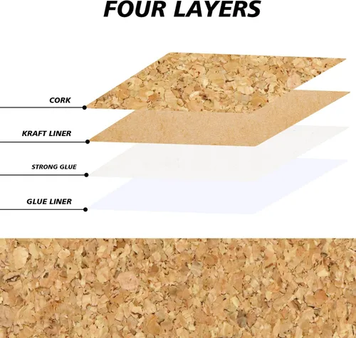 Vista 2 de Rollo de corcho autoadhesivo en la parte trasera, revestimiento de cajón de corcho natural de 0.002 in de grosor para manualidades, hojas de papel