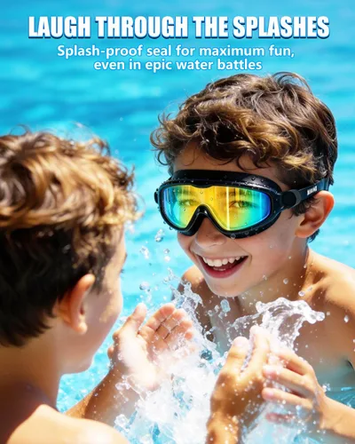 Vista 4 de Aegend Gafas de natación para niños y jóvenes de 3 a 14 años – Paquete de 2 gafas de visión clara antivaho anti-UV para natación