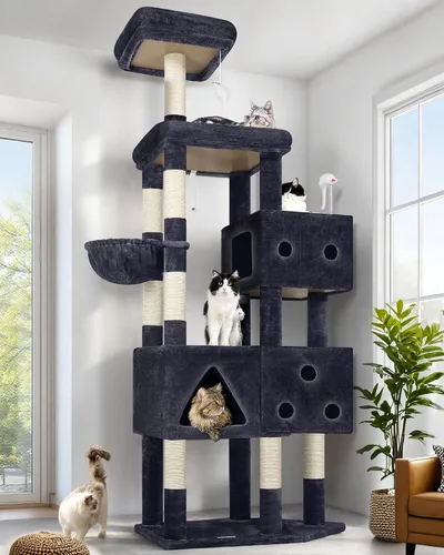 Vista 9 de Globlazer Torre Extra Grande para Gatos, Árbol de Gato de 81 Pulgadas de Altura para Gatos Grandes de 20 Libras, Torre XXL de Rascado para Gatos