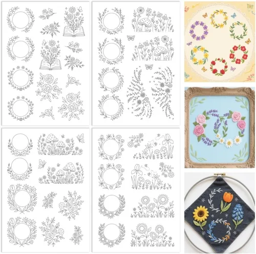 Vista 13 de ORIGACH 4 Hojas Grandes de Estabilizadores de Bordado Solubles en Agua de Otoño, Papel de Bordado de Hojas de Calabaza y Setas para Costura a Mano