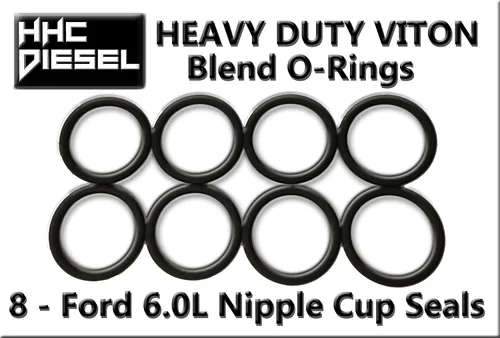 Vista 4 de HHC Diesel ~ ¡Kit de vasos de pezón a prueba de fugas y tubo de bola Ford 6.0L! Incluye 8 vasos de pezón a prueba de fugas y 8 sellos de Viton