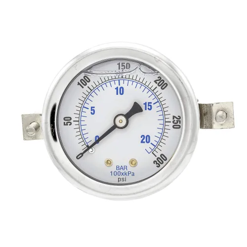 Vista 6 de PIC Gauges 203L-204M Medidor de presión relleno de glicerina con abrazadera en U con carcasa SS/bisel, internos de latón, lente de PC, dial de 2