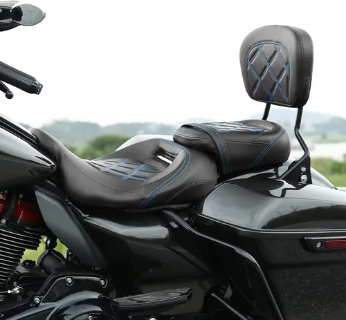 Vista 42 de TCT-MOTORPARTS Driver Rider - Almohadilla de respaldo para Harley Touring 2009-2023 Road King Street Road Electra Glide Ultra Black Stitching