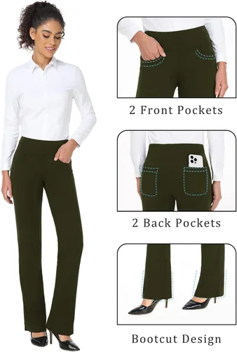 Vista 73 de Safort Pantalones de yoga con entrepierna de 28" 30" 32" 34"más amplios en la parte inferior para botas altas, 4 bolsillos, UPF50+