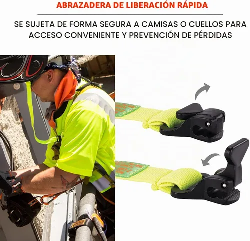 Vista 3 de Ergodyne Squids 3155 Lanyard with Clamp End, Easily Attaches to Hard Hat, Tools or Small Valuables, Weight Capacity 2 lbs