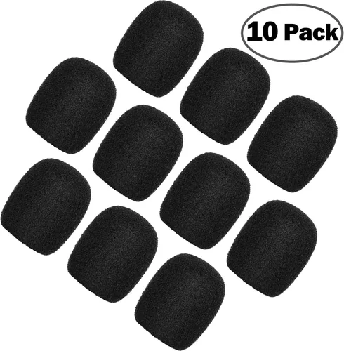 Vista 2 de ChromLives Fundas de espuma para auriculares de solapa, tamaño pequeño, color negro, paquete de 10