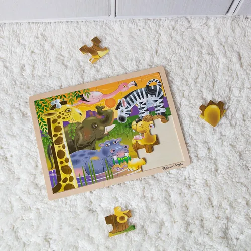 Vista 9 de Rompecabezas Melissa & Doug de safari en llanuras africanas, de madera con bandeja de almacenamiento (24 piezas)