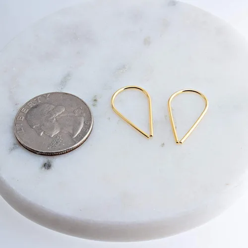 Vista 42 de Aretes pequeños de plata de ley 21 GA de 0.472 in con gancho de arco de herradura