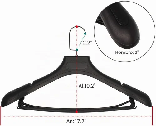 Vista 3 de DEDU Perchas de traje para hombre, paquete de 15 perchas de plástico extra anchas de 17.7 pulgadas, sin parachoques, portátiles, resistentes