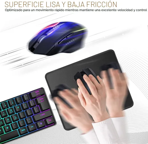 Vista 4 de JIKIOU Paquete de 3 alfombrillas para mouse con borde cosido, tamaño Negro