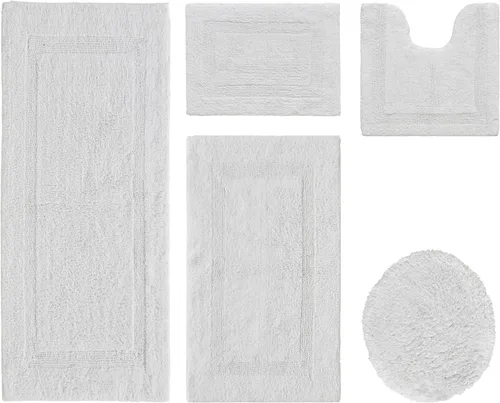 Vista 436 de Better Trends - Juego de 2 alfombras de baño 100% algodón, extra suaves, con borlas, de 17" x 24", alfombra de baño superabsorbente y reversible