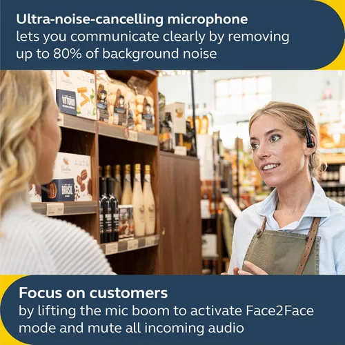 Vista 2 de Jabra Realiza 45 auriculares inalámbricos Bluetooth Push-to-Talk (PTT), micrófono con cancelación de ruido, funcionalidad Push-to-Talk, modo