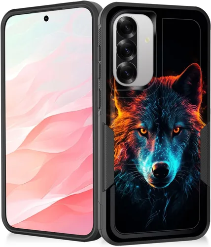 Vista 98 de Funda para Galaxy A14 5G, resistente de doble capa híbrida de policarbonato duro, goma suave, a prueba de golpes, funda protectora resistente