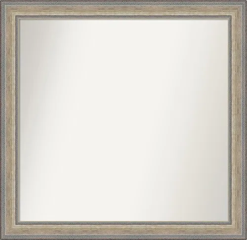 Vista 111 de Amanti Art Espejo de baño plateado para sobre el fregadero, 28 x 37 pulgadas, elegante espejo rectangular de peltre cepillado, marco de madera