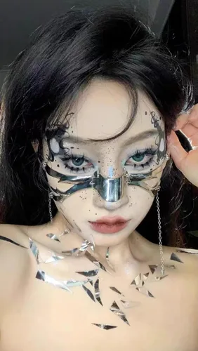 Vista 6 de Máscara mecánica punk para mujeres y hombres, Halloween, fiesta, baile de graduación, máscara de metal, máscara de cosplay, joyería de Halloween