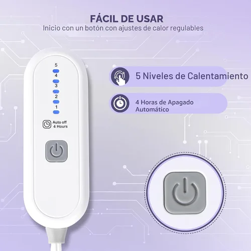Vista 2 de Manta térmica eléctrica de franela Sherpa de 50 x 60 pulgadas - Manta eléctrica suave con 5 niveles de calefacción y 4 horas de apagado automático