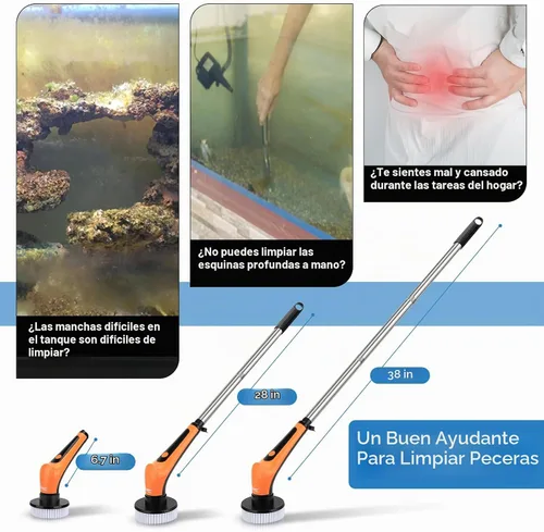 Vista 2 de hygger IPX8 - Cepillos eléctricos de limpieza de acuarios, kit de herramientas de limpieza recargables con 6 cabezales de cepillo de giro