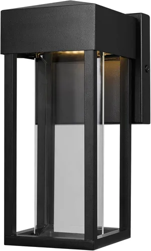 Vista 12 de Globe Electric 60000023 - Aplique de pared LED integrado de 12 W, negro mate, pantalla de vidrio transparente, luz de porche, luces de pared