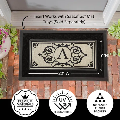 Vista 2 de Evergreen Flag Cambridge Monogram Letra A Burlap Sassafras Switch Mat 22" x 10