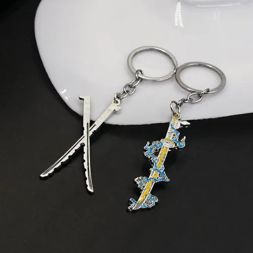 Vista 7 de SONGCHANGJEWELRY Kimetsu No Yaiba Demon Slayer - Llavero de espada Nichirin, regalos para hombres fanáticos