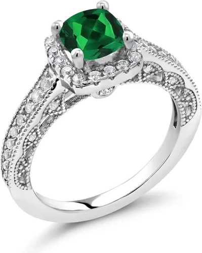 Vista 16 de Gem Stone King Anillo de compromiso de plata de ley 925 de 0.236 in con piedra natal y zafiro blanco creado con acento Anillo de compromiso