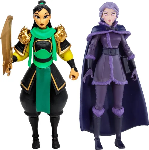 Vista 3 de McFarlane Toys - Disney Mirrorverse Mulan 5 pulgadas Belle (fracturado) 5 pulgadas y Ariel 7 pulgadas figura de acción paquete de 3, etiqueta