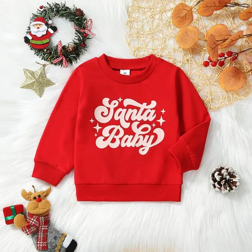 Vista 3 de Ayalinggo Suéter de Navidad para bebé, niña, niño, suéter de manga larga, sudadera para otoño e invierno