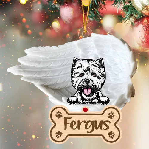 Vista 15 de Adorno de perro afgano de 1 ángel, adorno acrílico 2D personalizado conmemorativo para perros, regalo por pérdida de mascotas, regalo