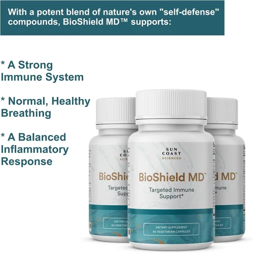 Vista 6 de SUN COAST SCIENCES BioShield MD de Premium Immunity Support con vitamina C, vitamina D, zinc, para concentración, claridad, articulaciones