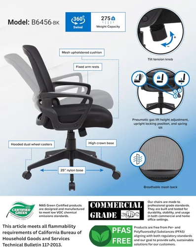 Vista 3 de Boss Office Products Sillas de asiento de tarea, negro