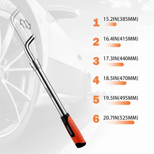 Vista 2 de Llave de cruceta telescópica con funda - Longitud ajustable de 15.2" a 20.7" Herramienta para neumáticos, acero CR-V de alto torque, bloqueo