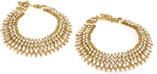 Vista 5 de Efulgenz Indian Bollywood Wedding Anklets for Women Crystal Rhinestone Faux Kundan Wedding Bridal Payal Foot Jewelry Anklet For Women