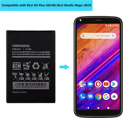 Vista 5 de C956439300L - Batería de repuesto compatible con BLU G5 Plus G0190 BLU Studio Mega 2019 S0510UU con kit de herramientas