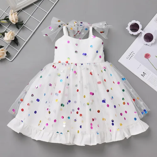 Vista 3 de IMEKIS Toddler Kids Girl St Patricks Day Dress Shiny Shamrock Confetti Tutu Birthday Party Photo Shoot Outfit 1-6T