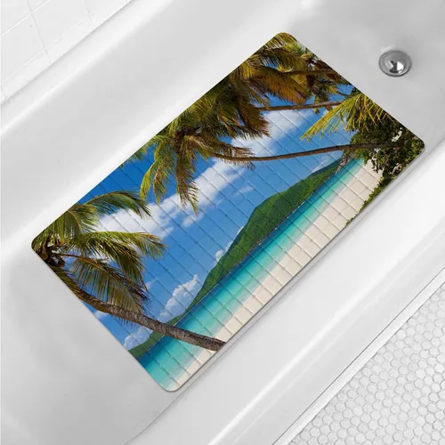 Vista 15 de Tapete de baño floral bohemio morado antideslizante con flores abstractas para ducha, tapete de baño botánico para bañera con ventosas y agujeros