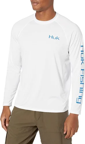 Vista 15 de HUK Camiseta de pesca de manga larga con protección solar para hombre Vc Pursuit Pescado de hueso - Glaciar