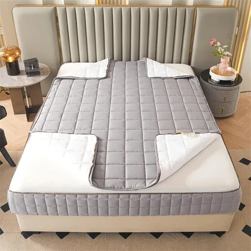 Vista 2 de Protector de colchón con cremallera, tamaño Queen, 100% impermeable y silencioso, funda de colchón acolchada de 6 lados para King/Full/Twin, funda