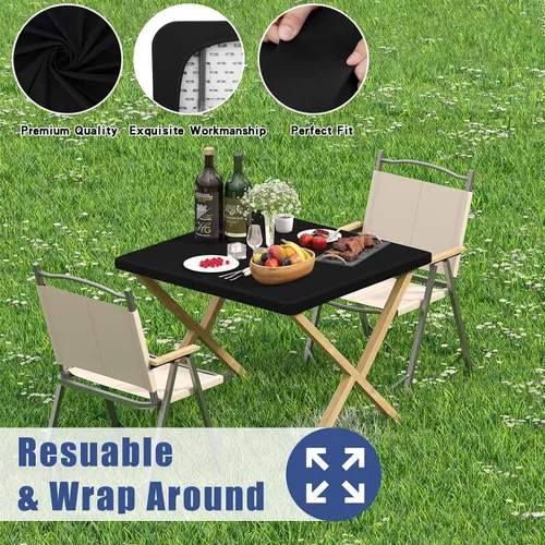 Vista 5 de Moosfor Paquete de 6 manteles cuadrados de elastano, manteles elásticos ajustables para pícnic, cubierta de mesa de patio elástica lavable para Negro