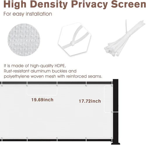 Vista 5 de SUNNY GUARD Pantalla de Privacidad para Balcón Blanca de 2.5'x5', Barandilla de Apartamentos, Pantalla de Viento Resistente para Exteriores Blanco