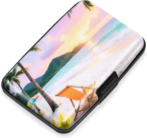 Vista 18 de Mayski Soporte para tarjetas de crédito, bloqueo RFID, funda rígida de aleación de aluminio, pequeña cartera de metal para mujeres y hombres