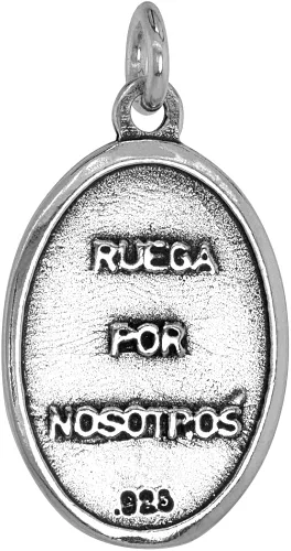 Vista 2 de Collar con medalla de Nuestra Señora de San Juan de los Lagos, acabado oxidado, cadena ovalada de 0.071in