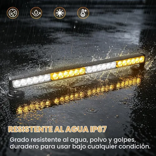 Vista 6 de Barra de luces estroboscópicas LED de emergencia inalámbrica ámbar