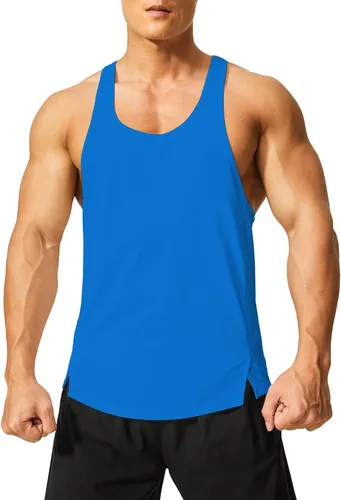Vista 3 de DEMOZU Camiseta sin mangas para hombre con espalda en Y para culturismo, entrenamiento muscular, atletismo, correr, gimnasio