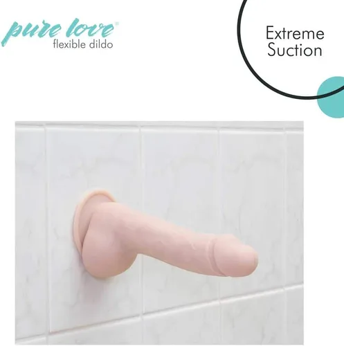 Vista 3 de Pure Love - Vibrador de silicona con ventosa, 7.5 in, color beige, juguete sexual para adultos