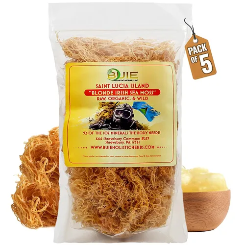 Vista 13 de Musgo marino irlandés dorado Elaborado en la naturaleza de Santa Lucía 2 onzas hace ~ 30 onzas más de gel de musgo marino 100% natural, crudo
