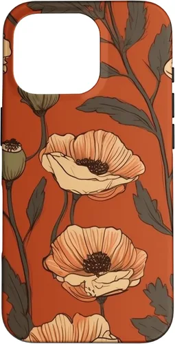 Vista 20 de iPhone 16 Floral Pattern Poppies Terracotta Poppy Flower Case