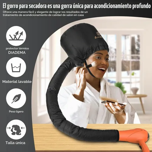 Vista 4 de Accesorio para secador de pelo de capó, suave, ajustable, extra grande, para acelerar el tiempo de secado en casa, fácil de usar para peinar, rizar