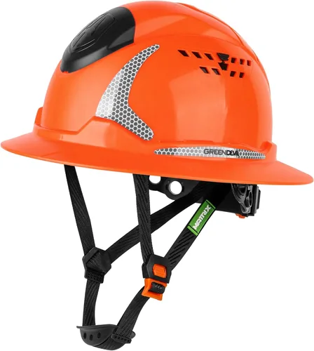 Vista 12 de GREEN DEVIL Casco de Construcción Matrix de ala completa con luz frontal, Casco de seguridad ventilado aprobado por OSHA para trabajos de Negro